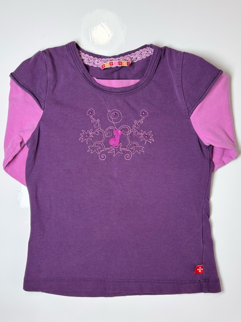 Vintage Roméo et Juliette by Effigi Kids Layered Top Purple Pink Music Note